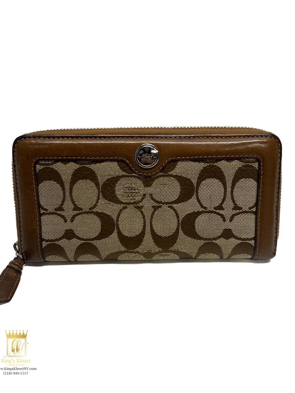 Coach signature monogram accordion wallet